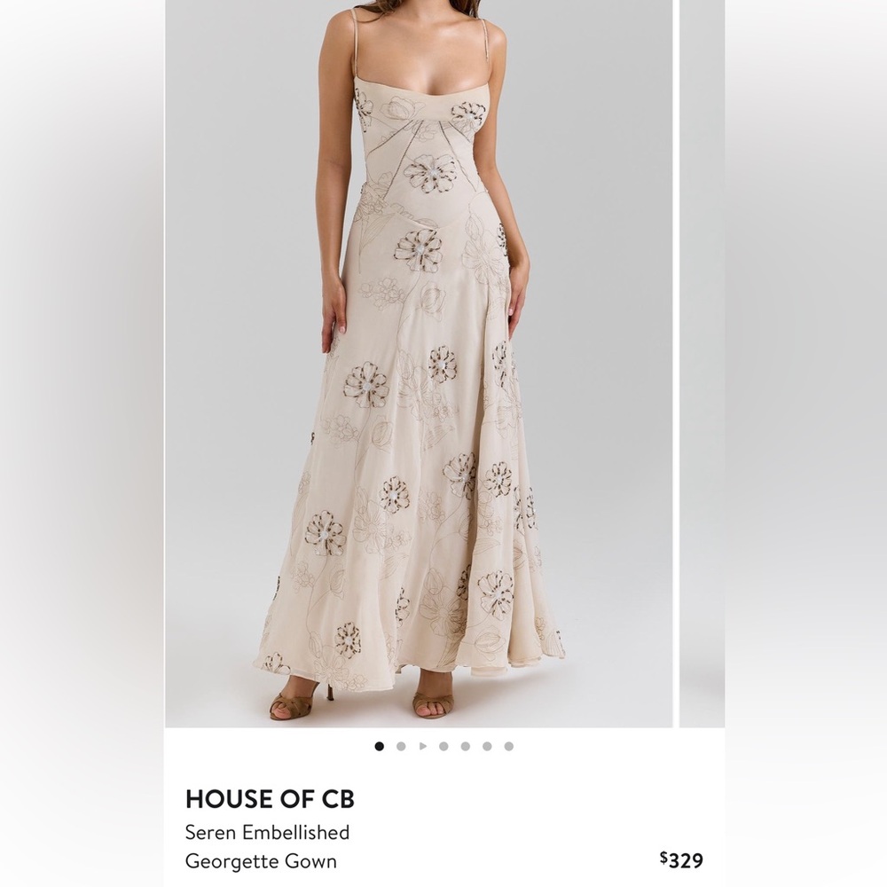 House of CB Cream Seren Embellished Gown